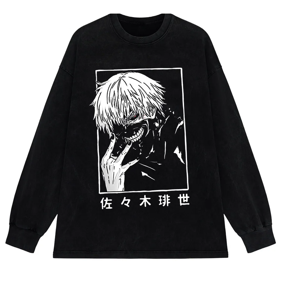 Washed Japanese Anime Graphic Streetwear T-Shirt
