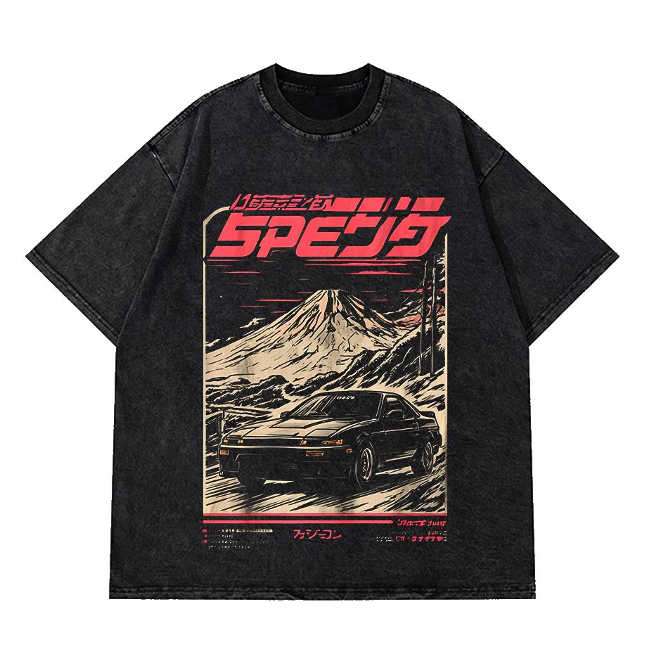 Mens Vintage Anime Graphic Tee Hip Hop Harajuku Streetwear