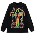Skeleton Rose Graphic Vintage Washed Cotton T-Shirt Streetwear